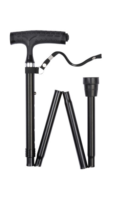 Kävelykeppi taittuva 96T Black with Torch